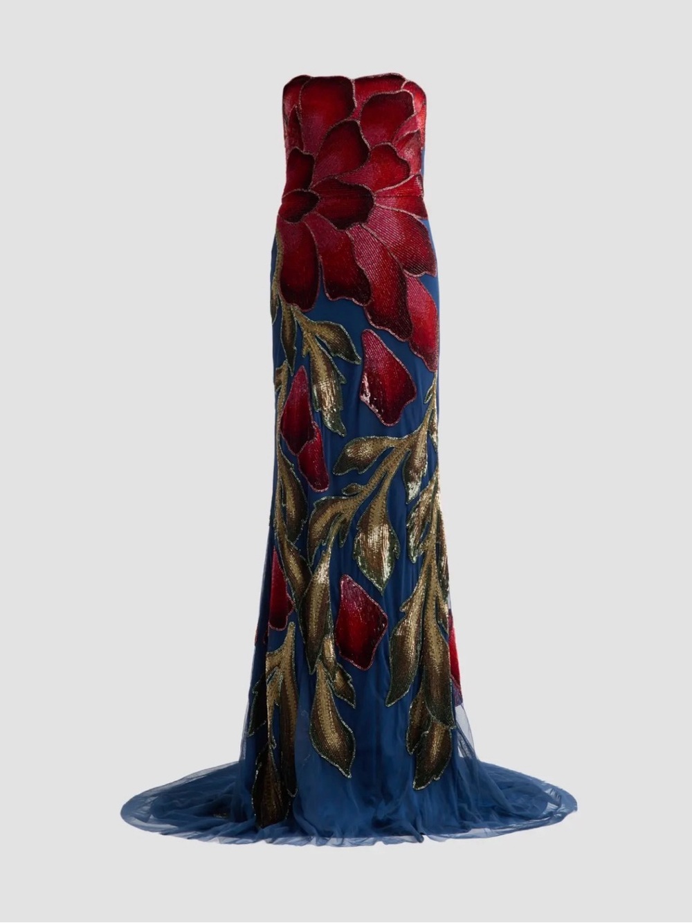Theia Couture Marie Strapless Beaded Floral Gown